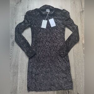 MISA Los Angeles NWT Black Metallic Long Sleeve Bodycon Dress S